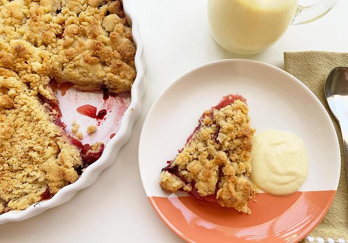 Een appel en bramen crumble