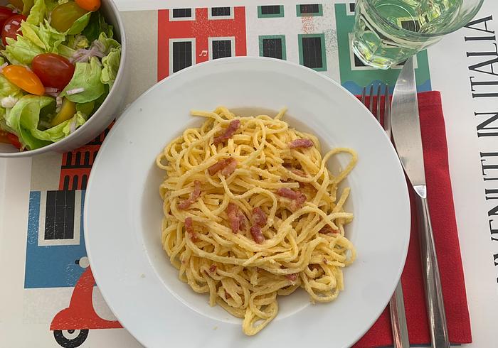 Vanavond eten we Spagetti Carbonara
