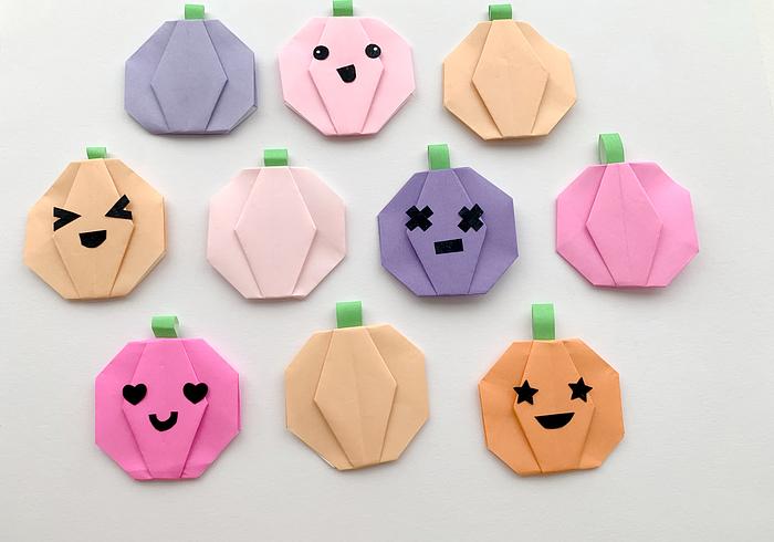 Origami pompoenen vouwen
