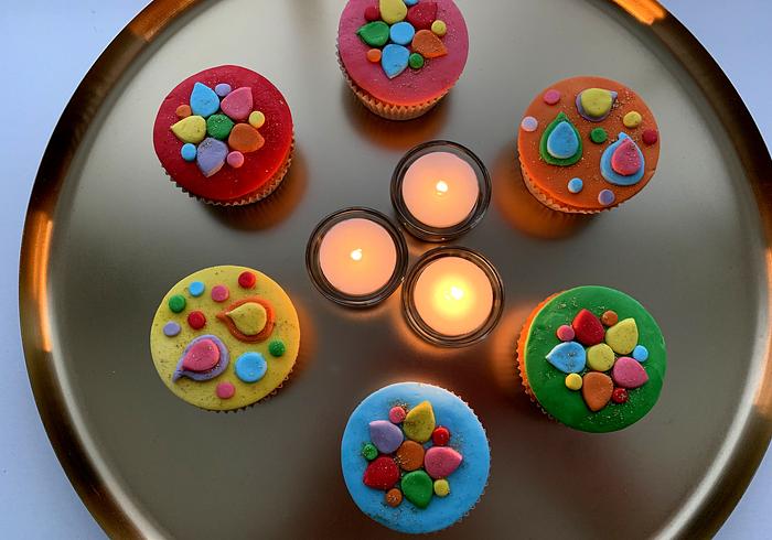 Onze Rangoli-cupcakes