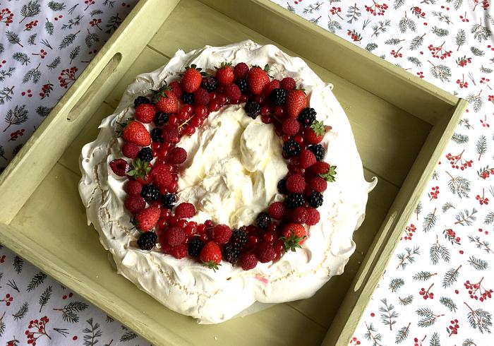 Een Pavlova kerstkrans