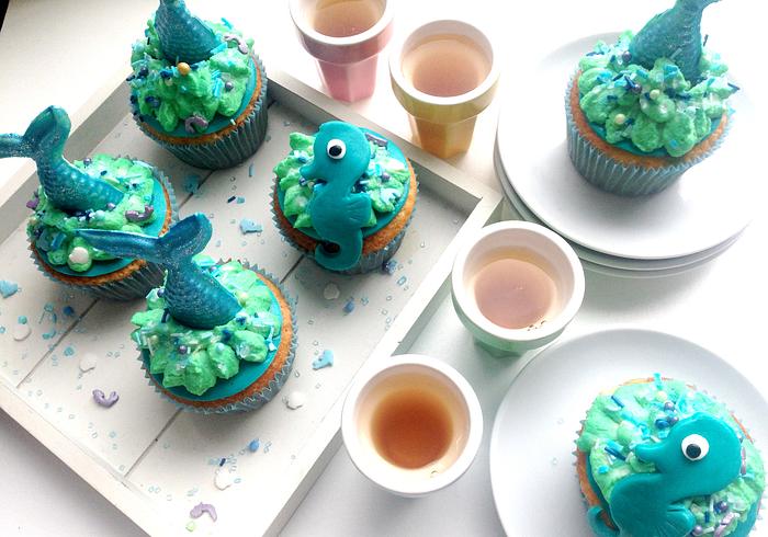 Zeemeermin-cupcakes