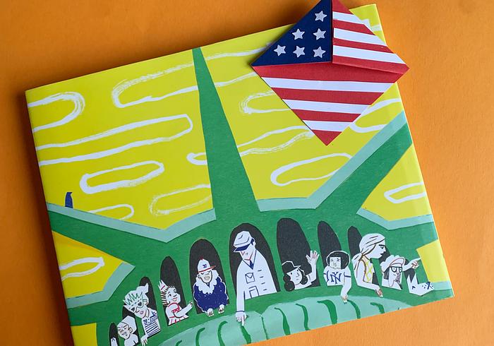 Een boekenlegger met Stars and Stripes