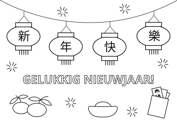 Kleurplaat chinees nieuwjaar 2013