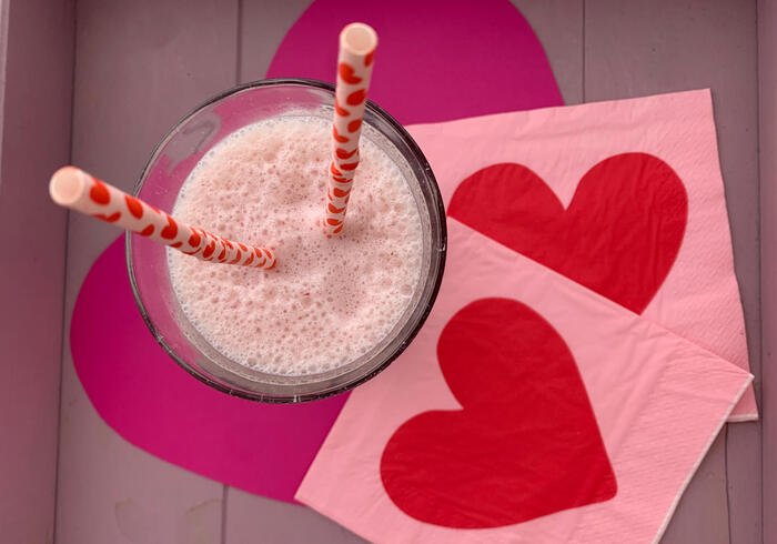 Een aardbeien-milkshake