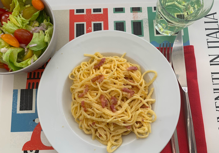 Vanavond eten we spagetti Carbonara