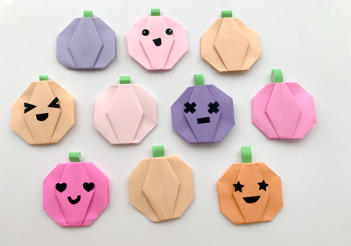 Fold origami pumpkins 