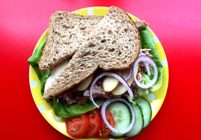Whole wheat bread with tuna salad,