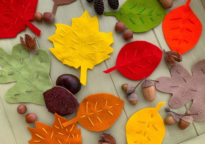 Embroidering Autumn leaves