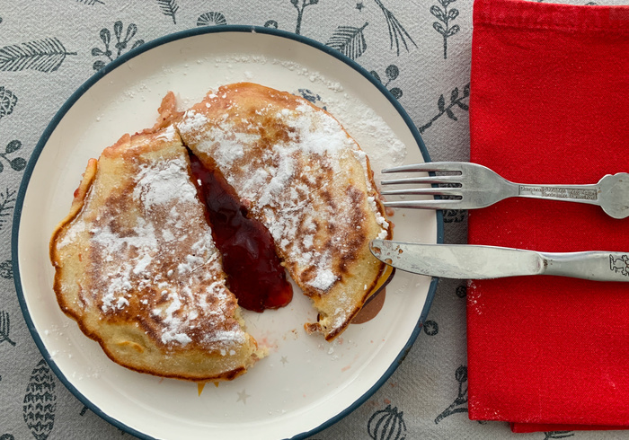 Jam donut pannenkoeken