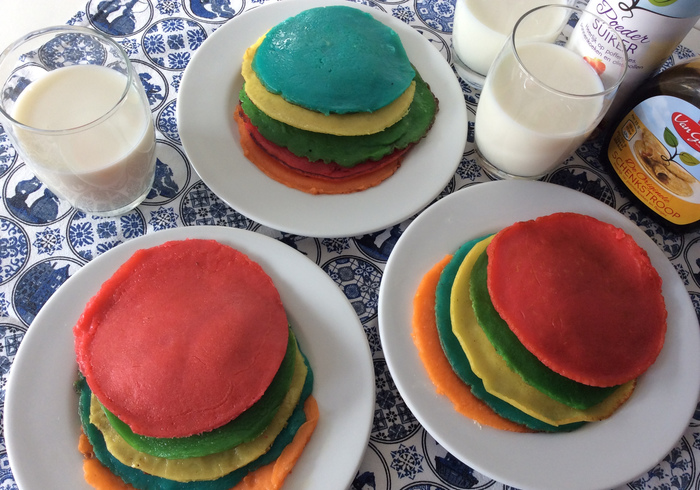 We bake Rainbow pancakes