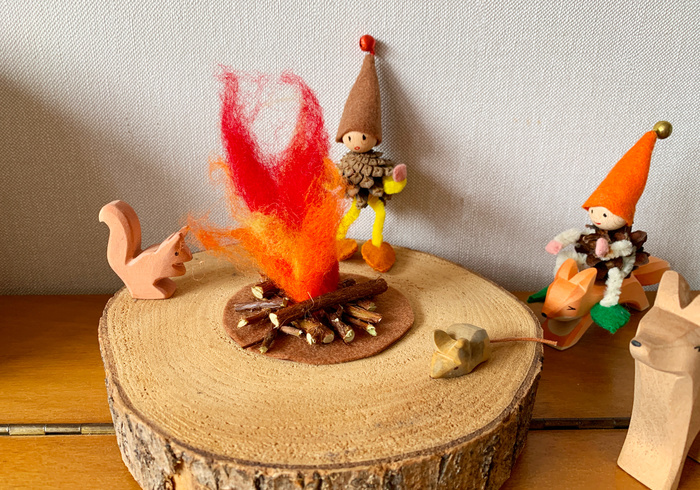 Needle felt a camp fire